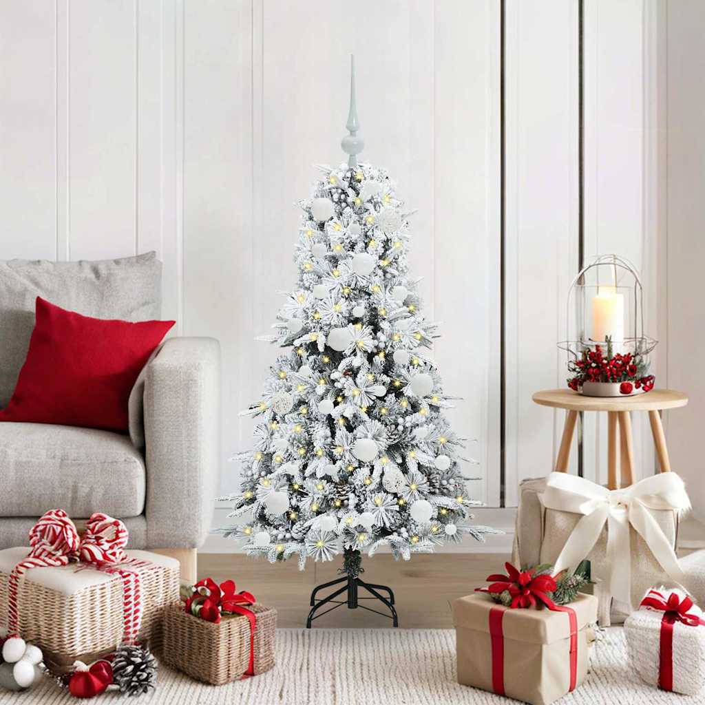 Kunstigt Hinged Juletræ med 150 LED'er Hvid 120 cm PE og PVC