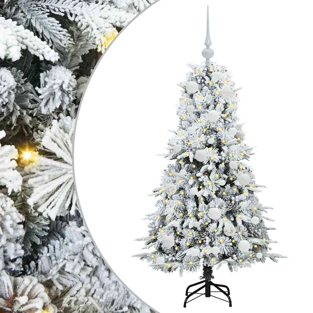 Kunstigt Hinged Juletræ med 150 LED'er Hvid 120 cm PE og PVC