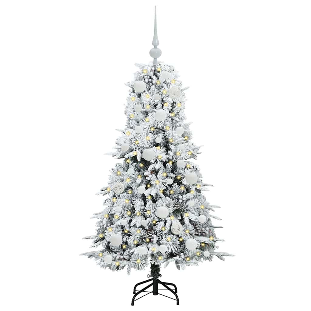 Kunstigt Hinged Juletræ med 150 LED'er Hvid 120 cm PE og PVC