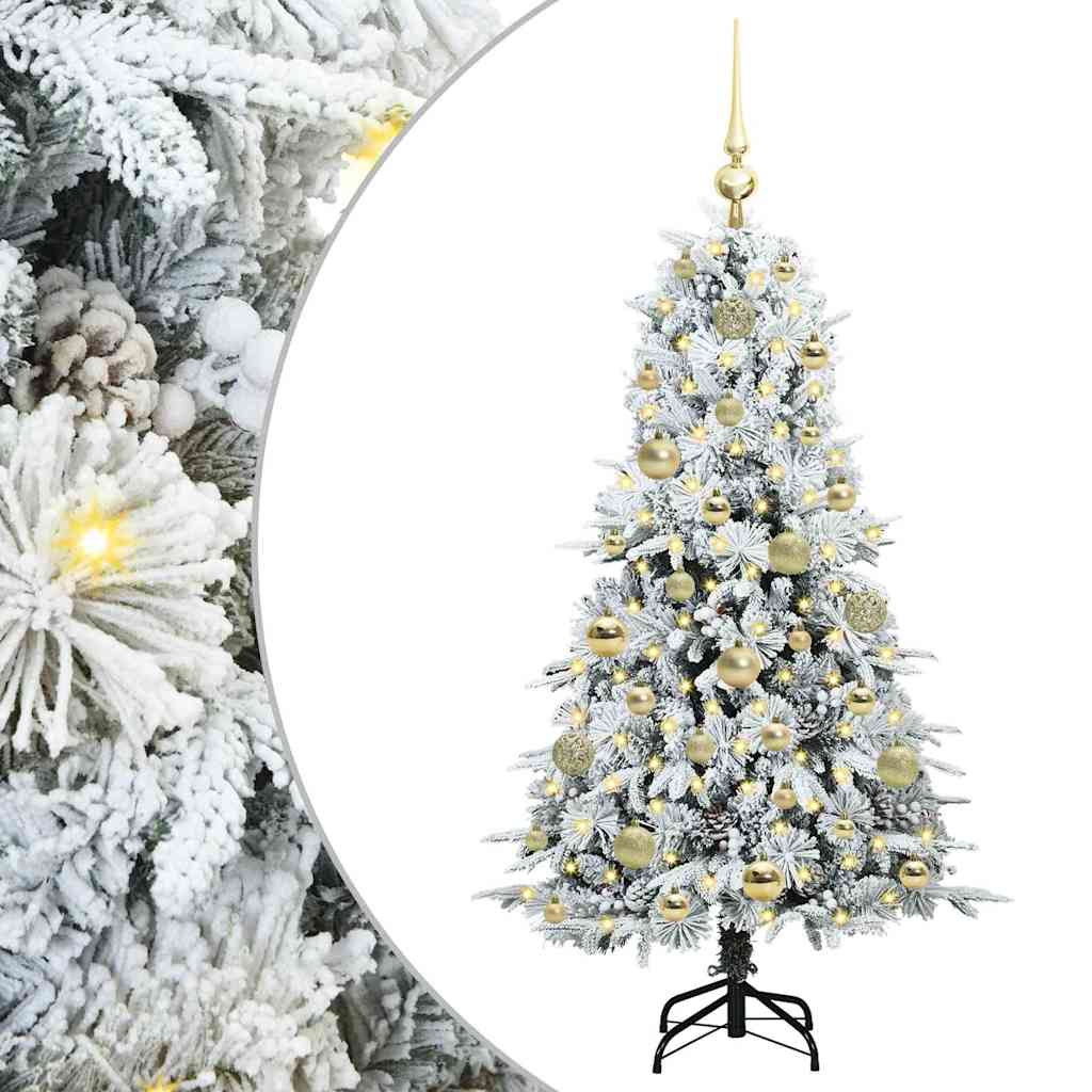 Kunstigt Hinged Juletræ med 150 LED'er Hvid 120 cm PE og PVC