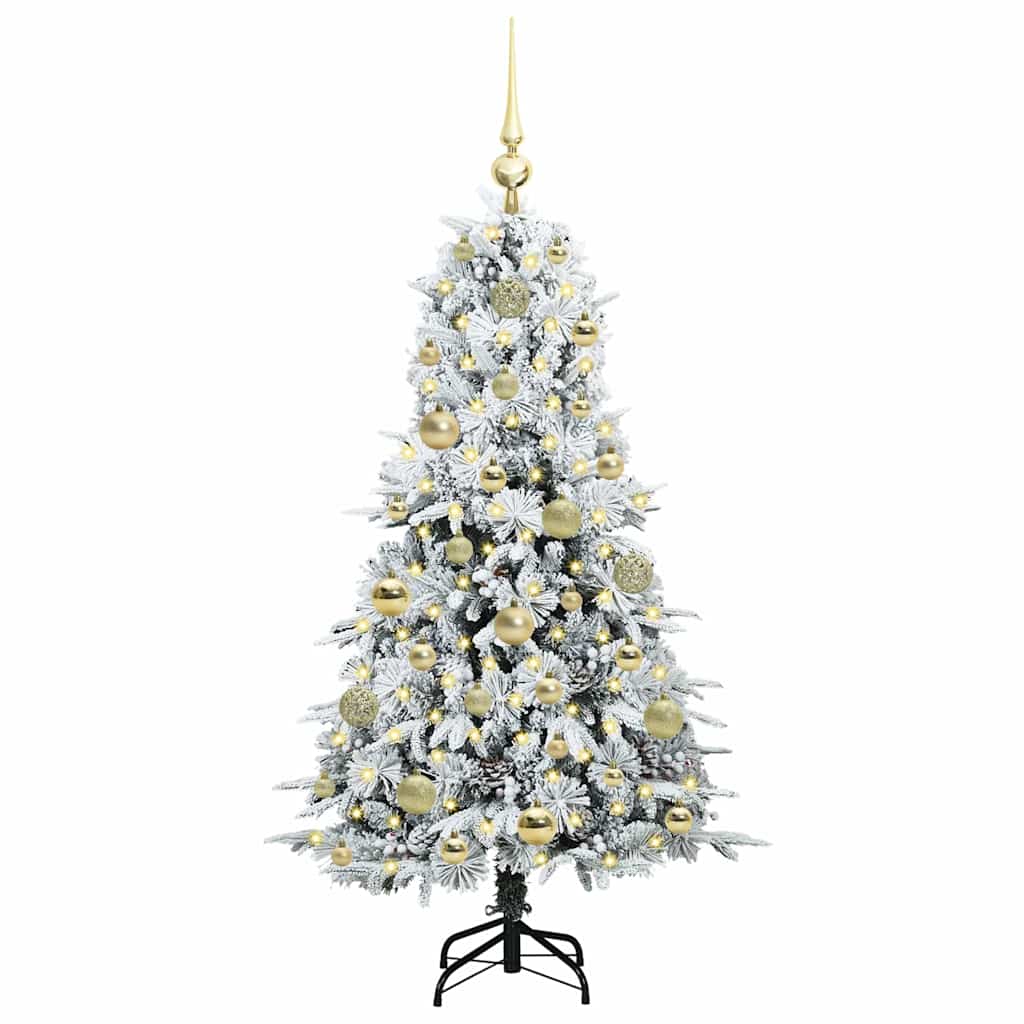 Kunstigt Hinged Juletræ med 150 LED'er Hvid 120 cm PE og PVC