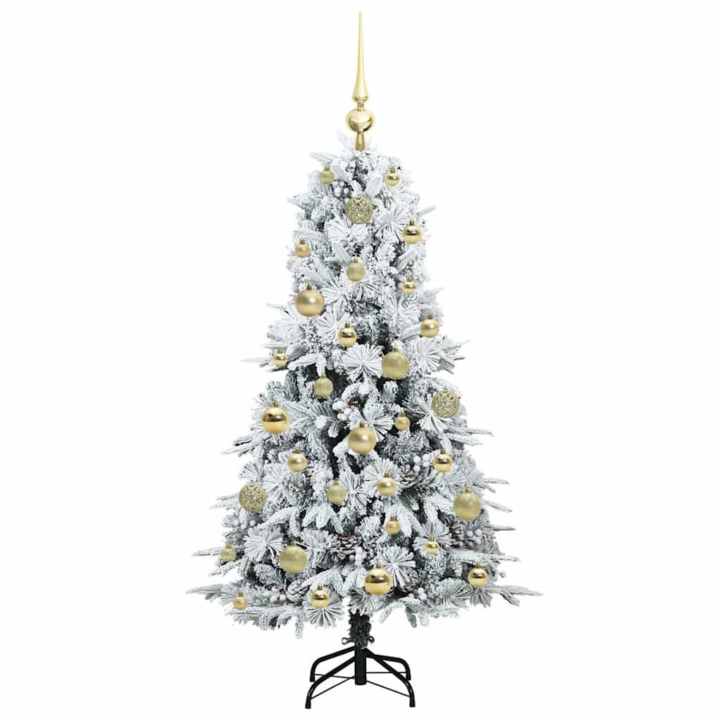 Kunstigt Hinged Juletræ med 150 LED'er Hvid 120 cm PE og PVC