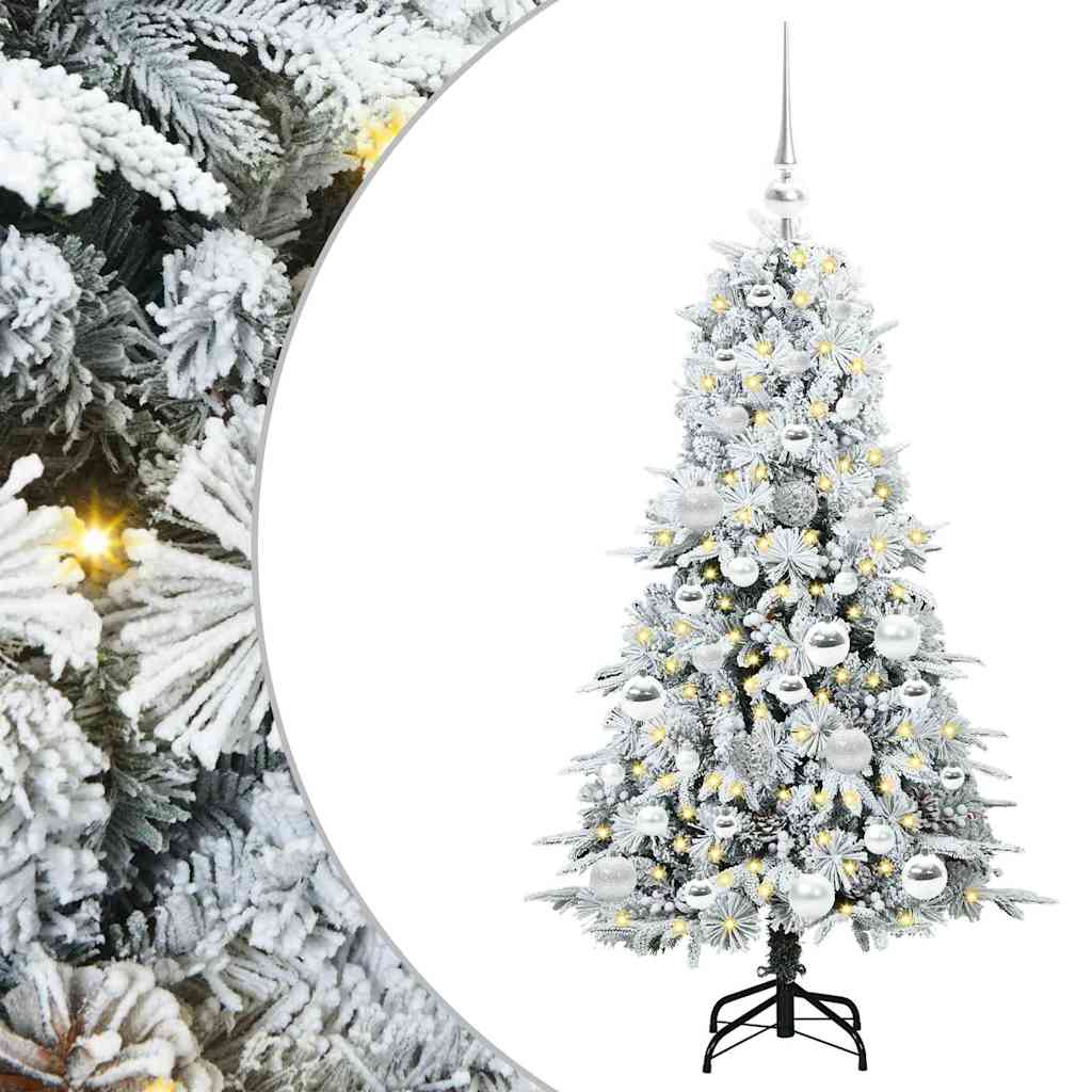 Kunstigt Hinged Juletræ med 150 LED'er Hvid 120 cm PE og PVC