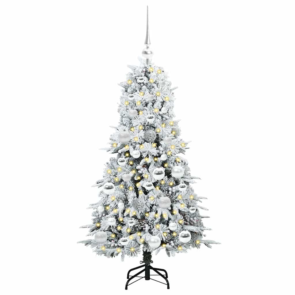 Kunstigt Hinged Juletræ med 150 LED'er Hvid 120 cm PE og PVC