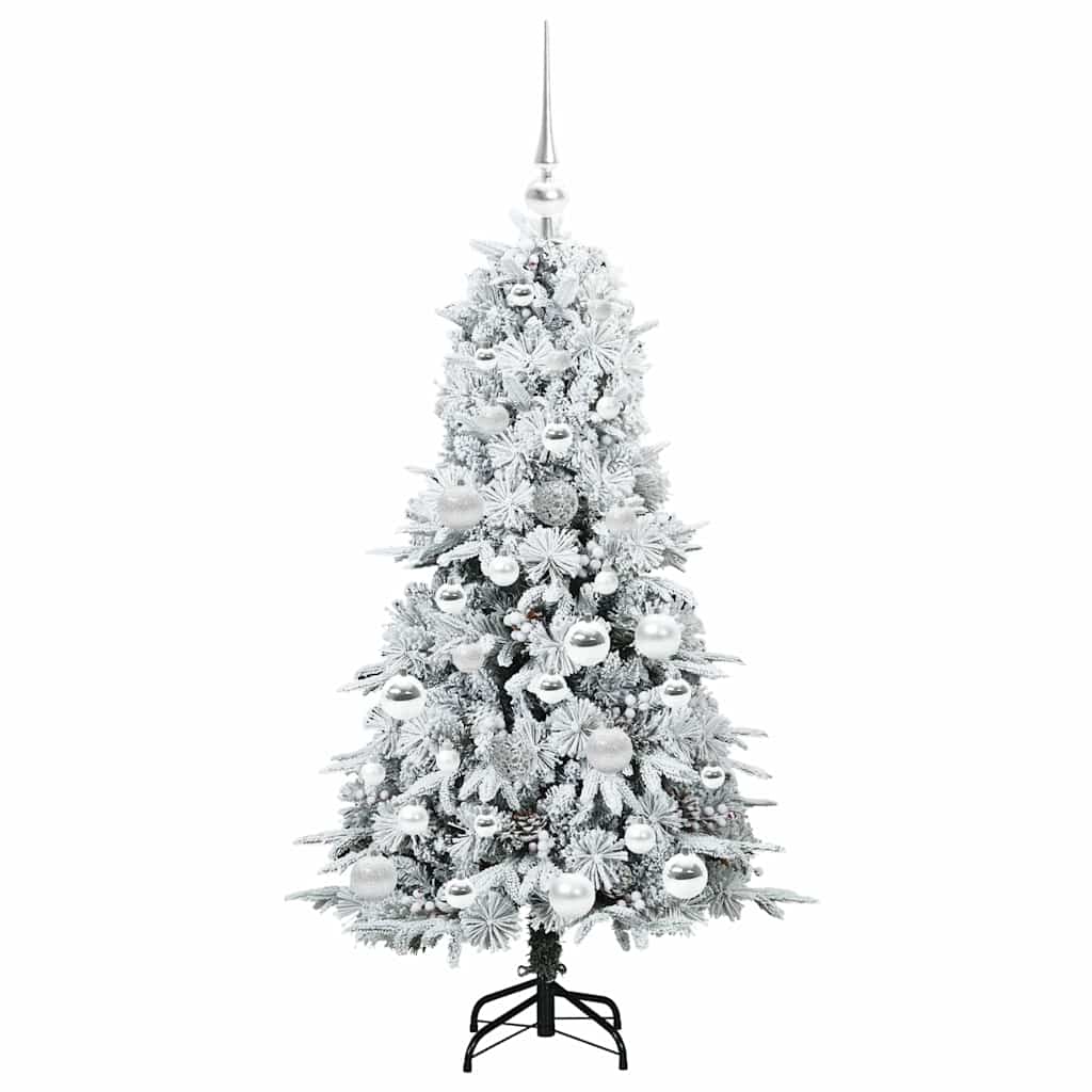 Kunstigt Hinged Juletræ med 150 LED'er Hvid 120 cm PE og PVC