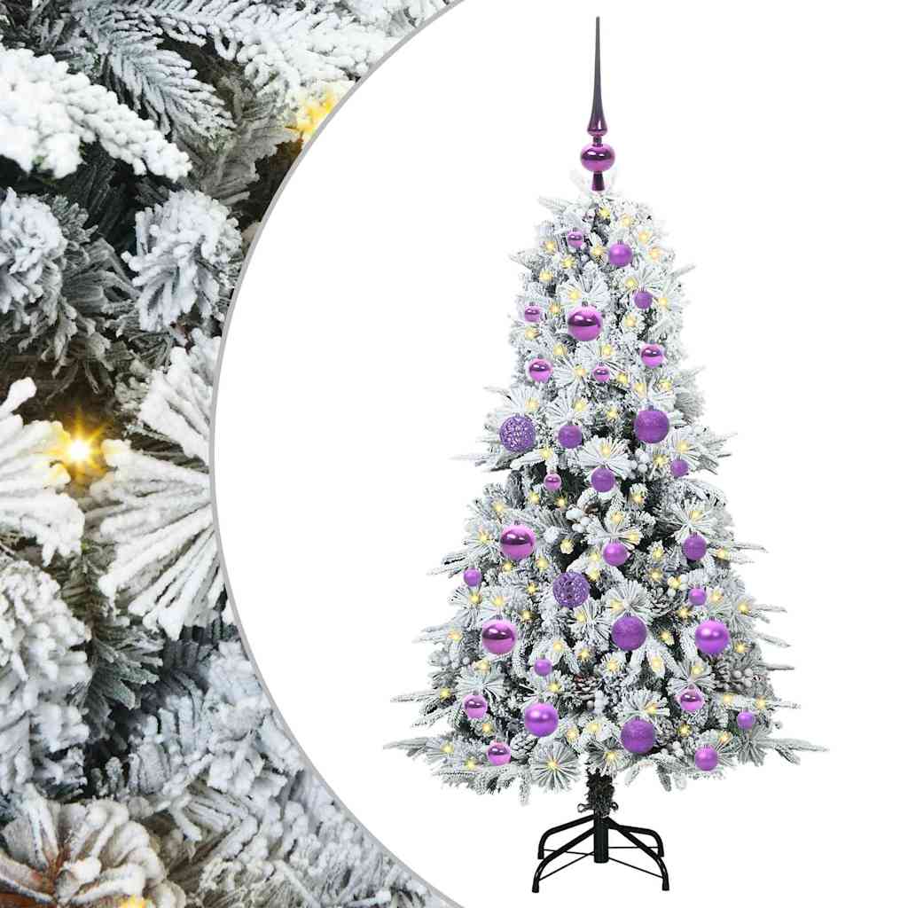 Kunstigt Hinged Juletræ med 150 LED'er Hvid 120 cm PE og PVC