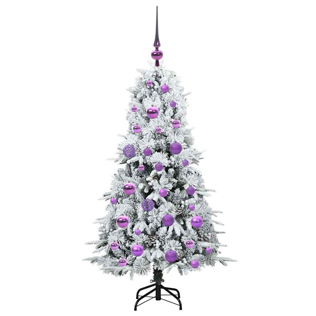 Kunstigt Hinged Juletræ med 150 LED'er Hvid 120 cm PE og PVC