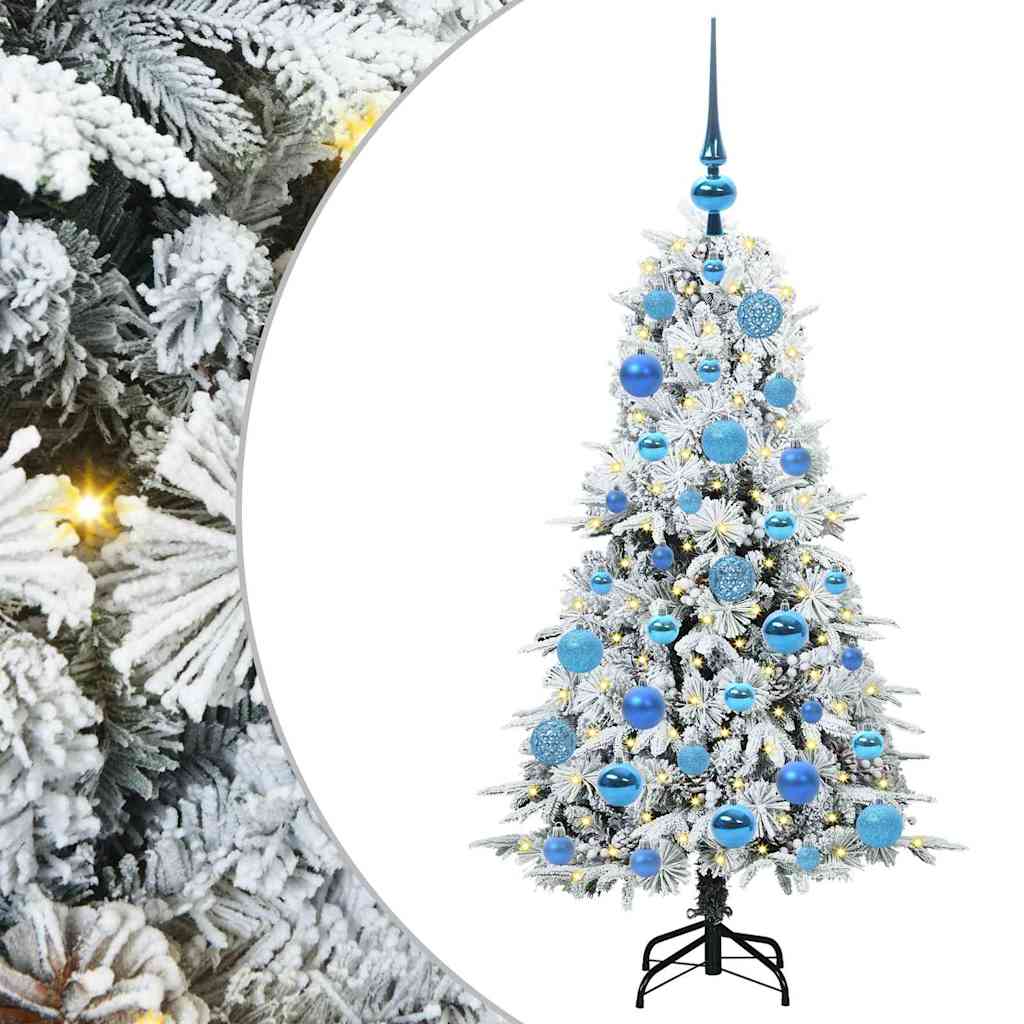 Kunstigt Hinged Juletræ med 150 LED'er Hvid 120 cm PE og PVC