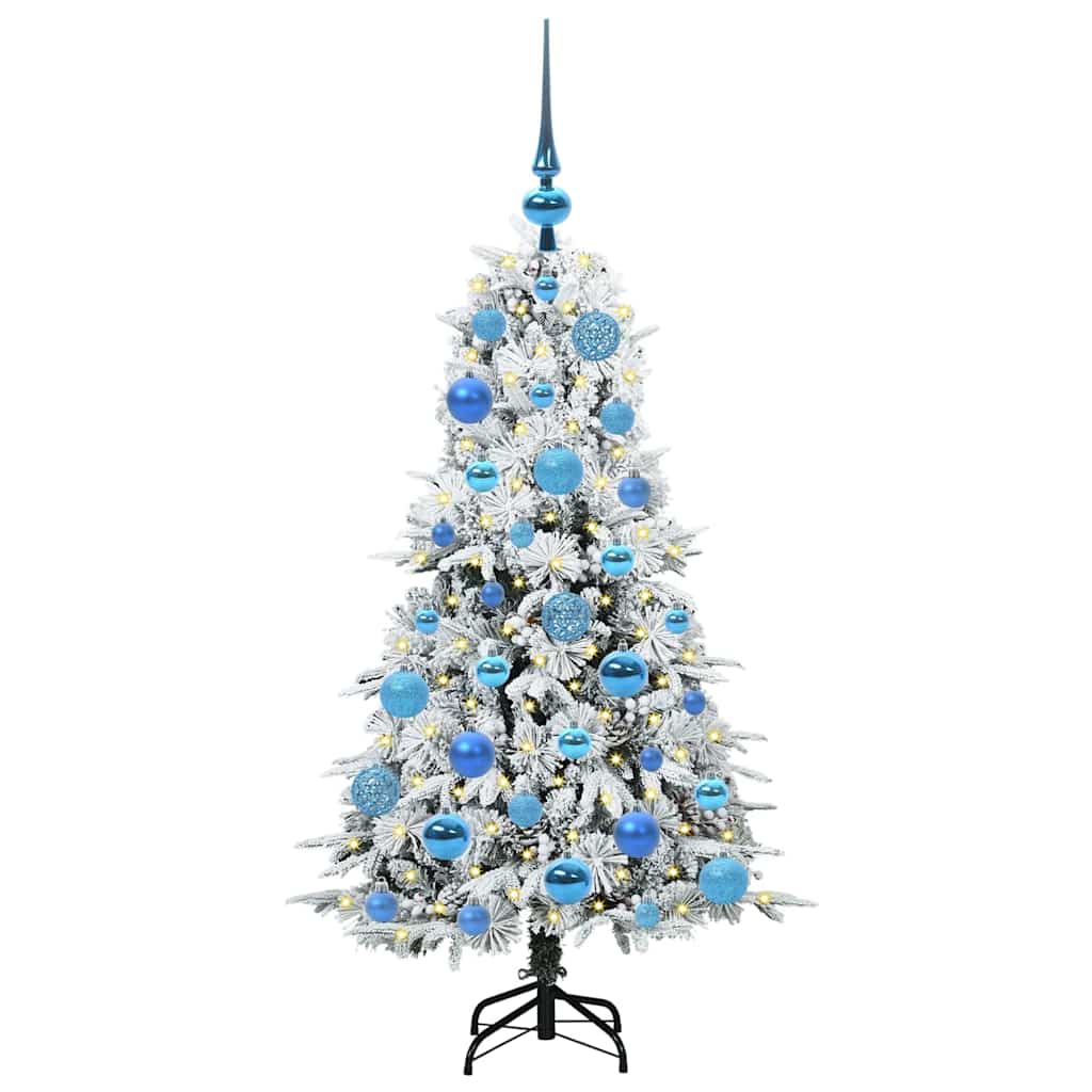 Kunstigt Hinged Juletræ med 150 LED'er Hvid 120 cm PE og PVC