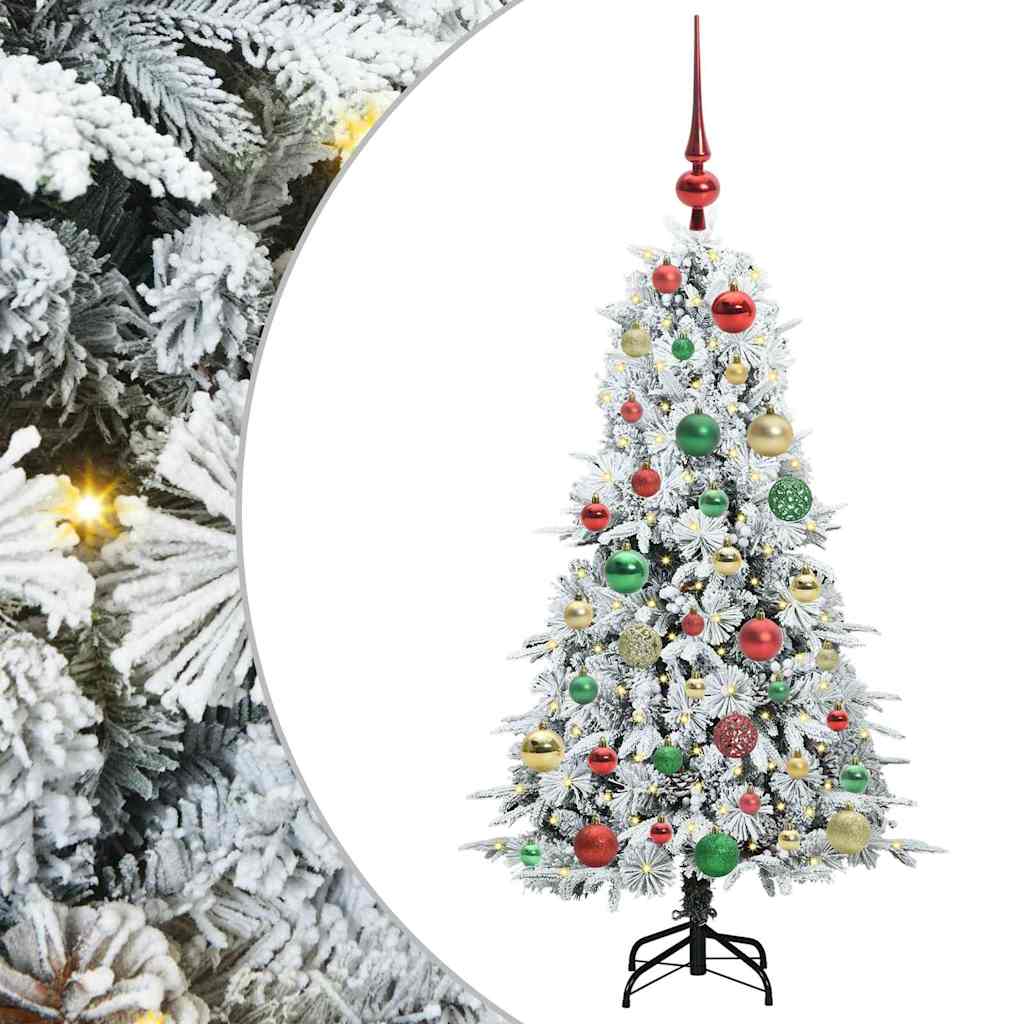 Kunstigt Hinged Juletræ med 150 LED'er Hvid 120 cm PE og PVC