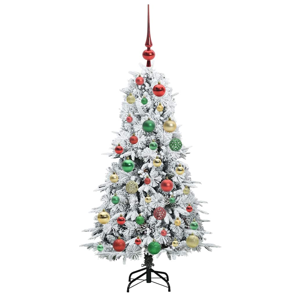 Kunstigt Hinged Juletræ med 150 LED'er Hvid 120 cm PE og PVC