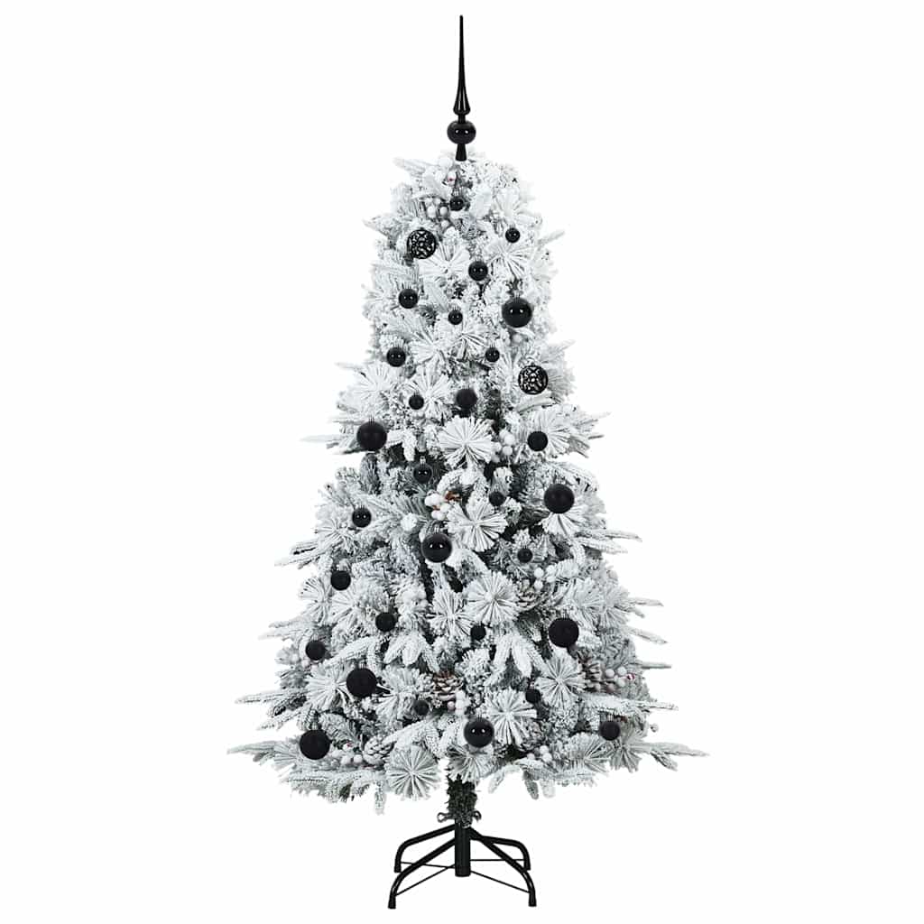Kunstigt Hinged Juletræ med 150 LED'er Hvid 150 cm PE og PVC