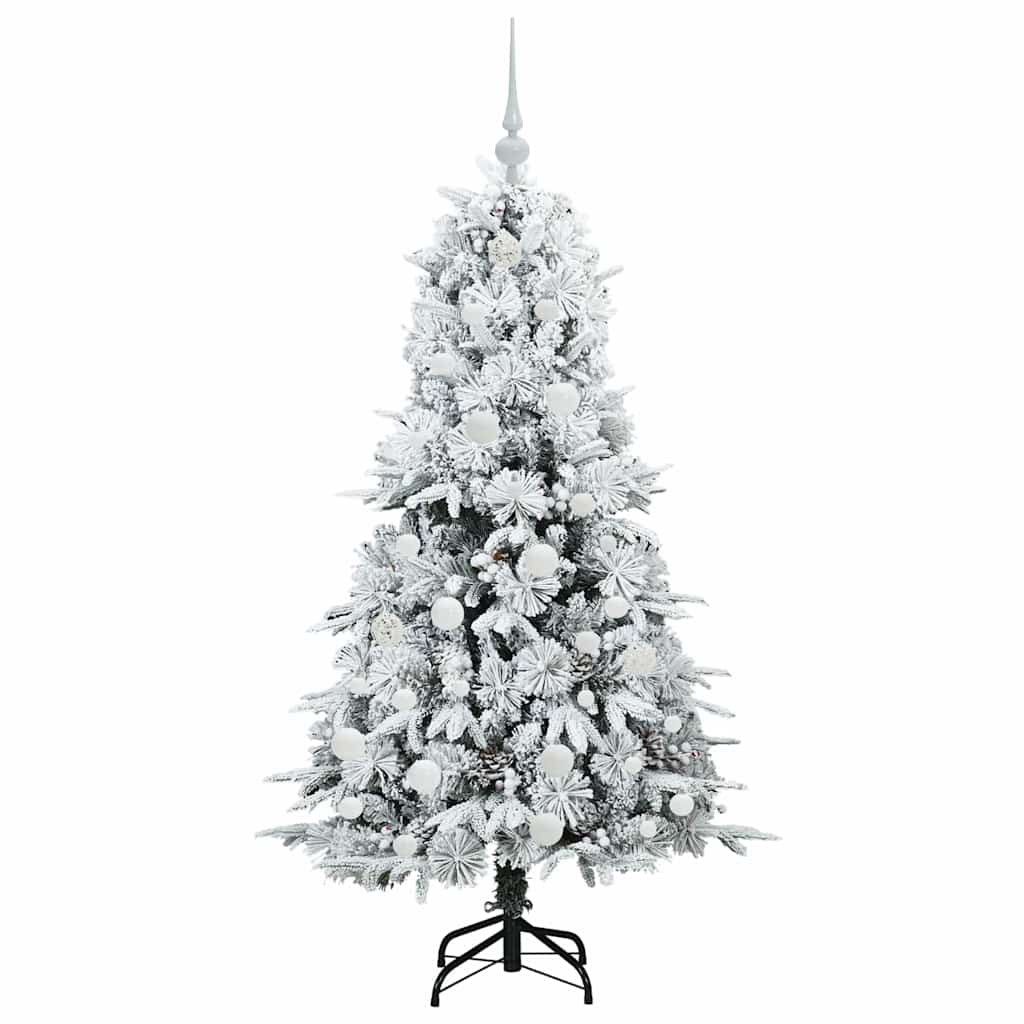 Kunstigt Hinged Juletræ med 150 LED'er Hvid 150 cm PE og PVC