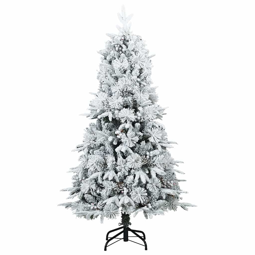 Kunstigt Hinged Juletræ med 150 LED'er Hvid 150 cm PE og PVC