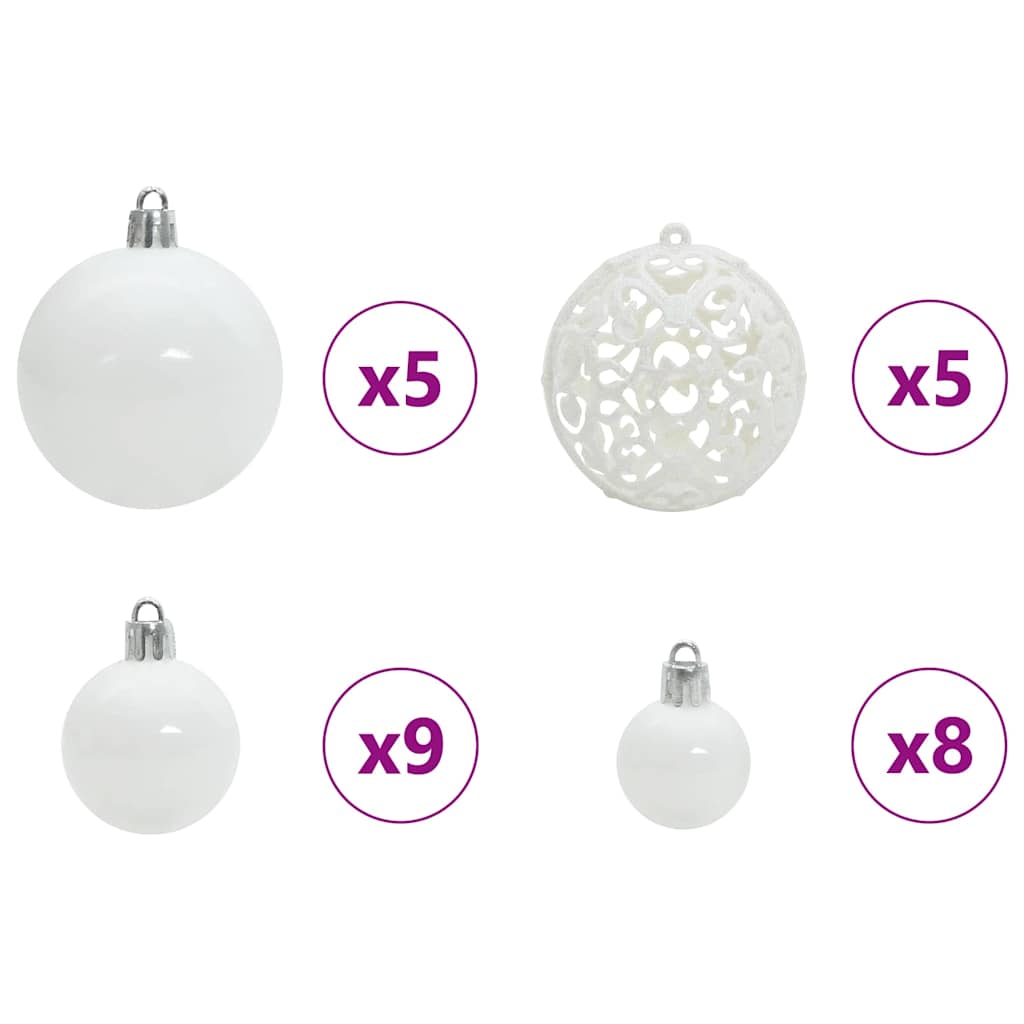 Kunstigt Hinged Juletræ med 150 LED'er Hvid 150 cm PE og PVC