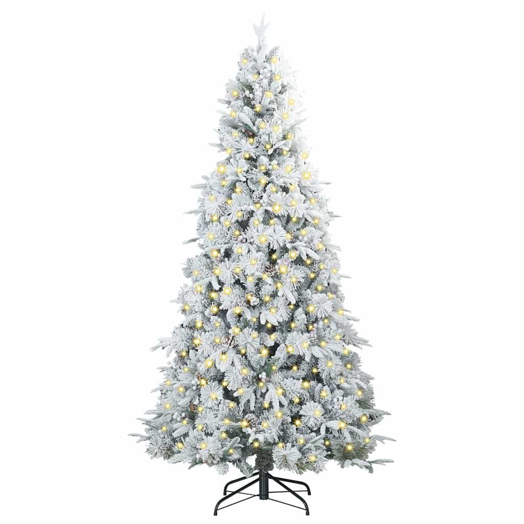 Kunstigt Hinged Juletræ med 300 LED'er Hvid 180 cm PE og PVC