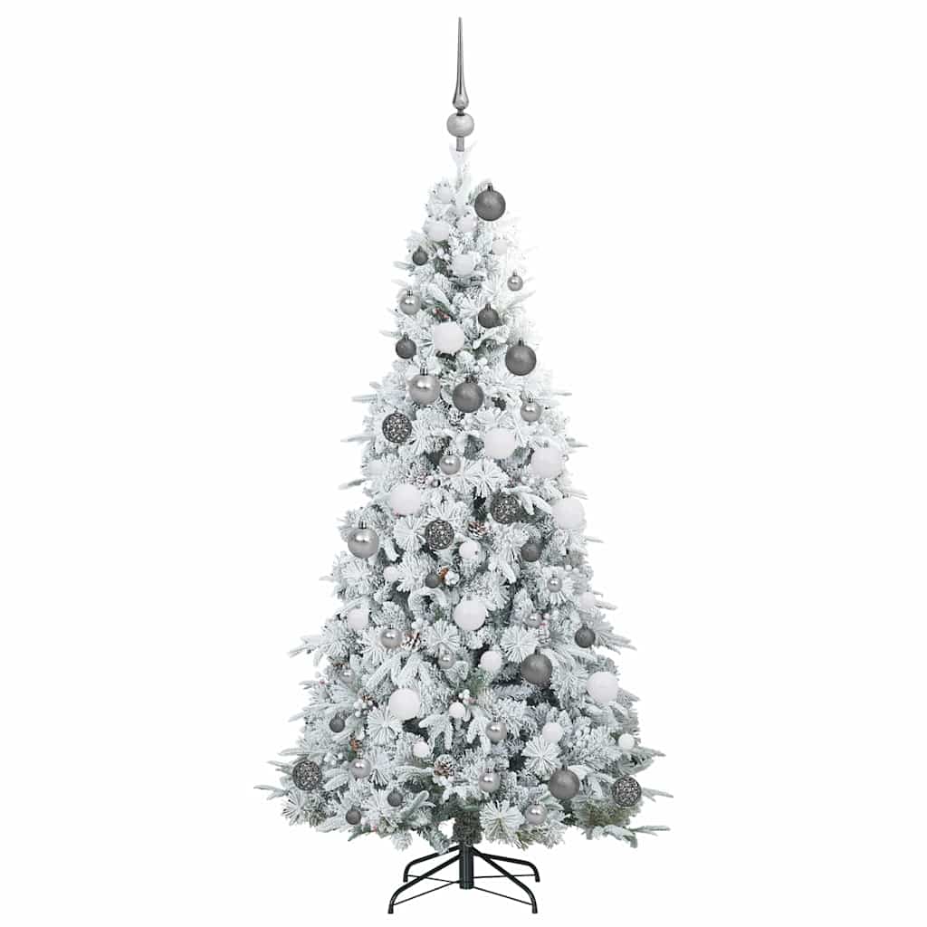 Kunstigt Hinged Juletræ med 300 LED'er Hvid 180 cm PE og PVC