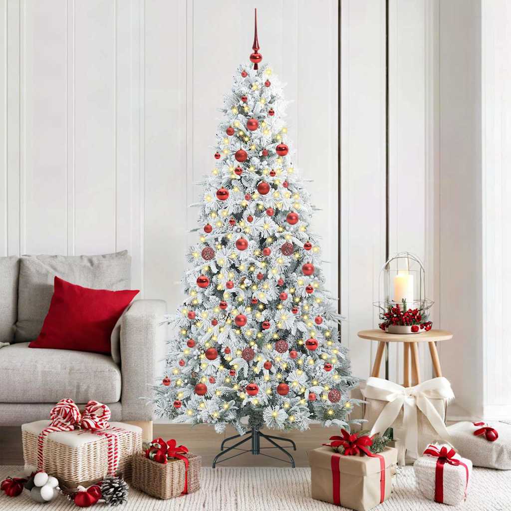 Kunstigt Hinged Juletræ med 300 LED'er Hvid 180 cm PE og PVC