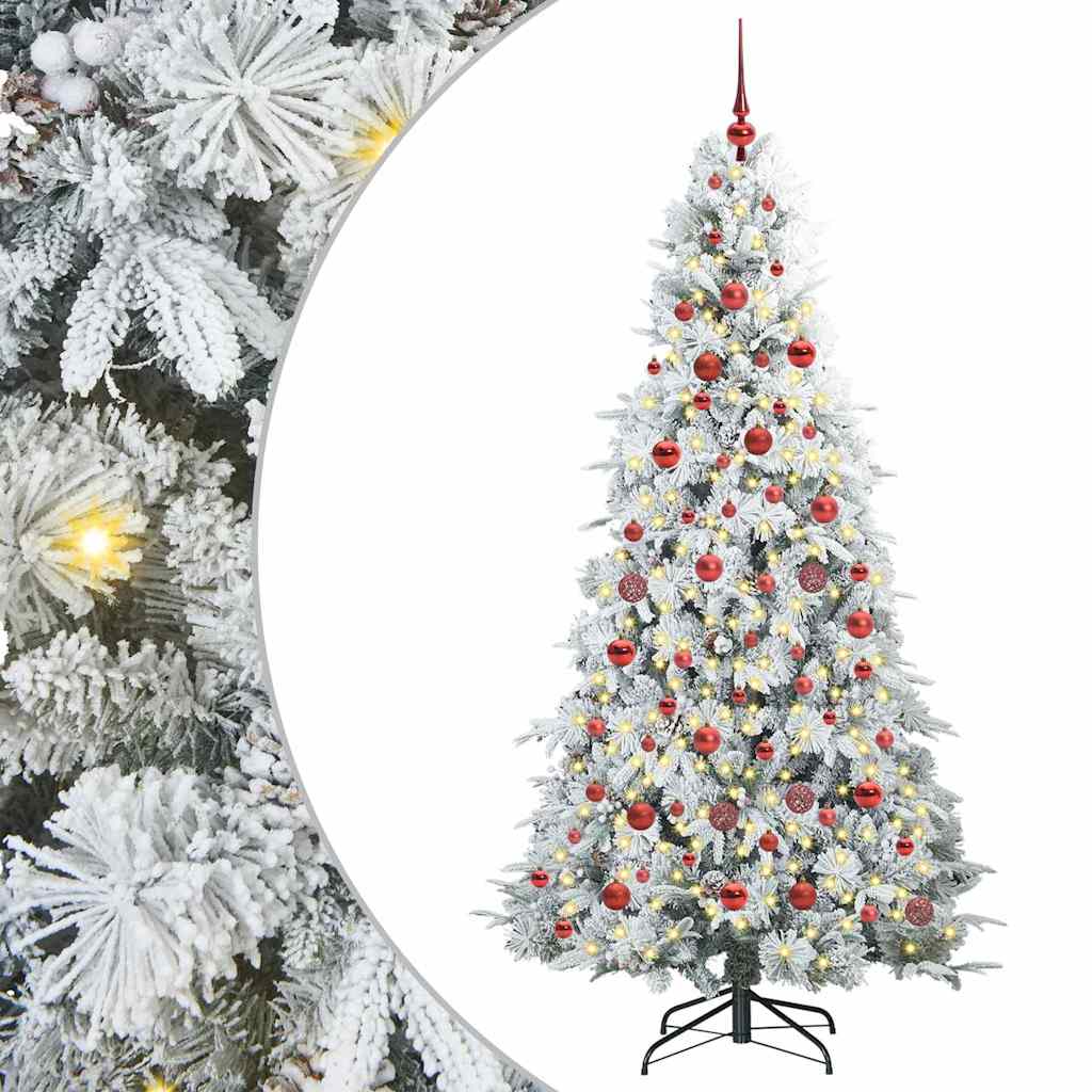 Kunstigt Hinged Juletræ med 300 LED'er Hvid 180 cm PE og PVC