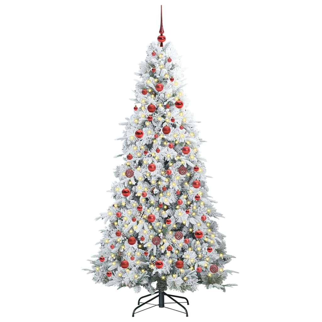Kunstigt Hinged Juletræ med 300 LED'er Hvid 180 cm PE og PVC