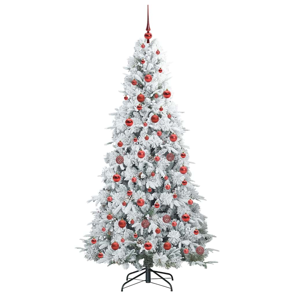 Kunstigt Hinged Juletræ med 300 LED'er Hvid 180 cm PE og PVC
