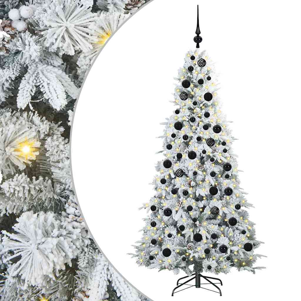 Kunstigt Hinged Juletræ med 300 LED'er Hvid 180 cm PE og PVC