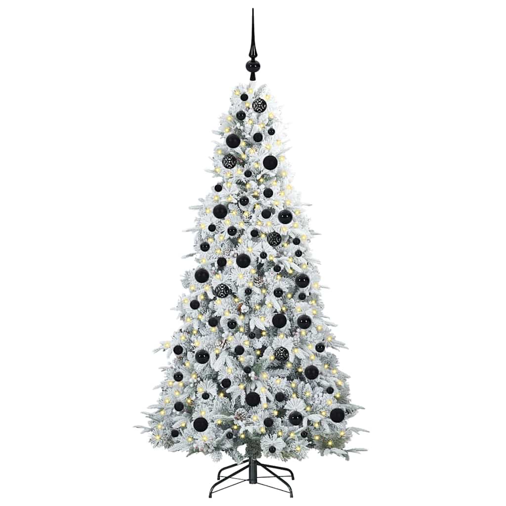 Kunstigt Hinged Juletræ med 300 LED'er Hvid 180 cm PE og PVC