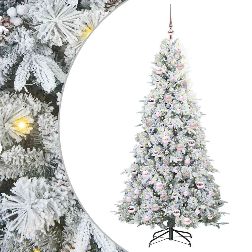 Kunstigt Hinged Juletræ med 300 LED'er Hvid 180 cm PE og PVC