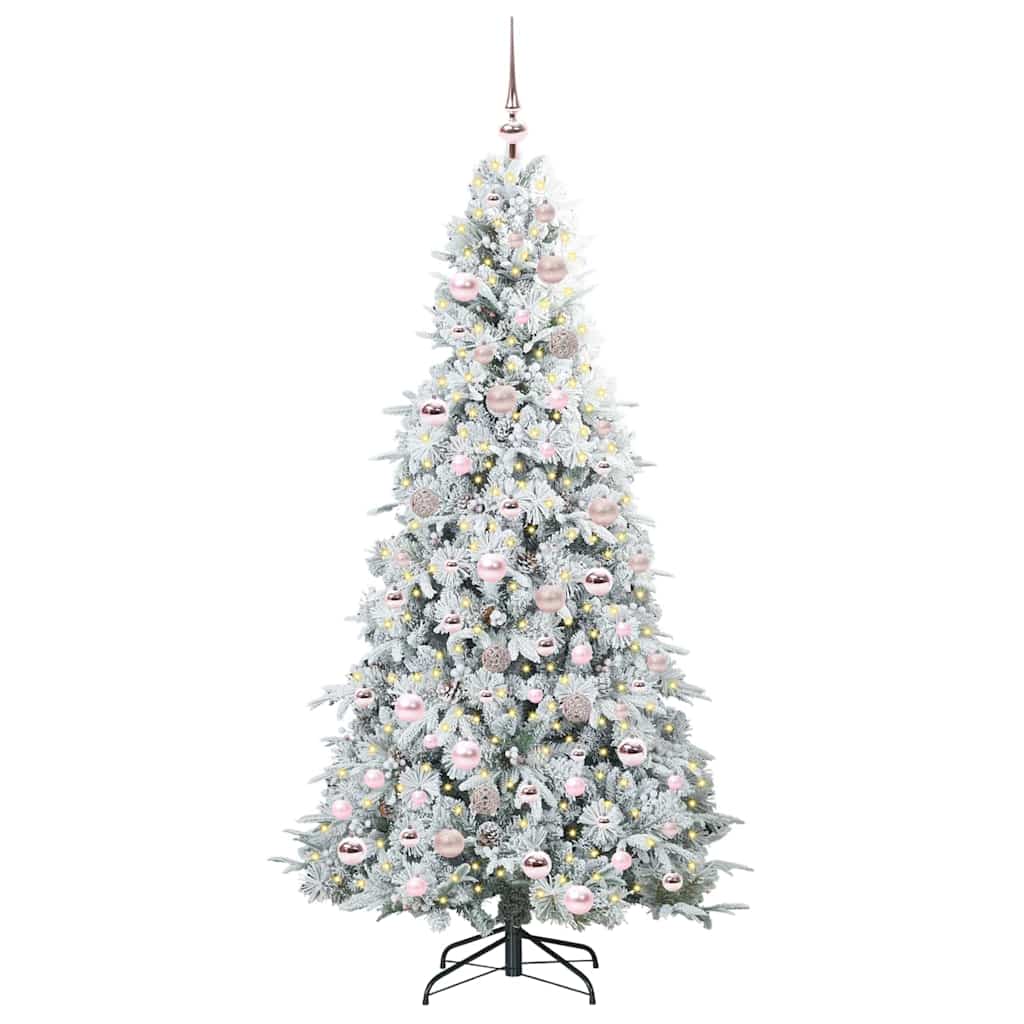 Kunstigt Hinged Juletræ med 300 LED'er Hvid 180 cm PE og PVC