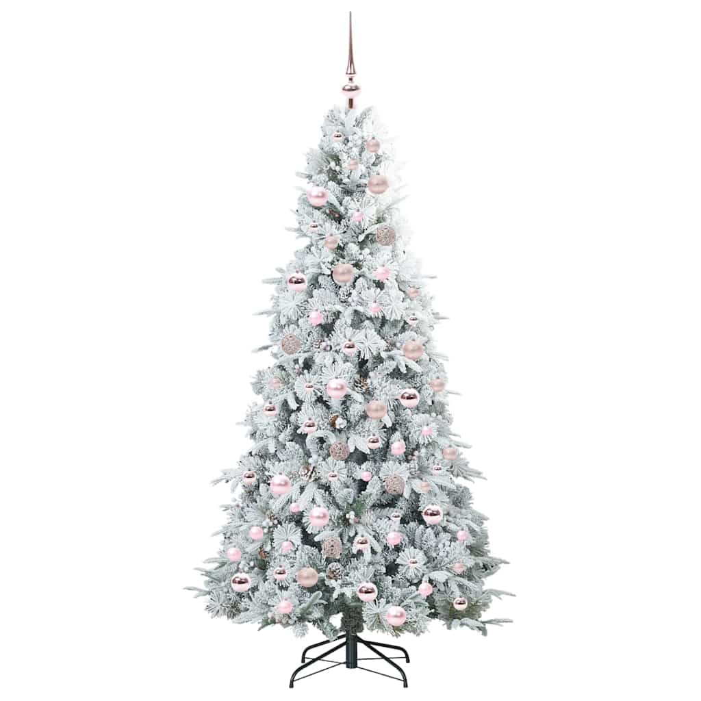 Kunstigt Hinged Juletræ med 300 LED'er Hvid 180 cm PE og PVC