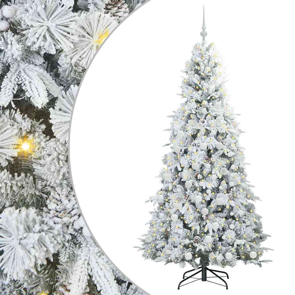 Kunstigt Hinged Juletræ med 300 LED'er Hvid 180 cm PE og PVC