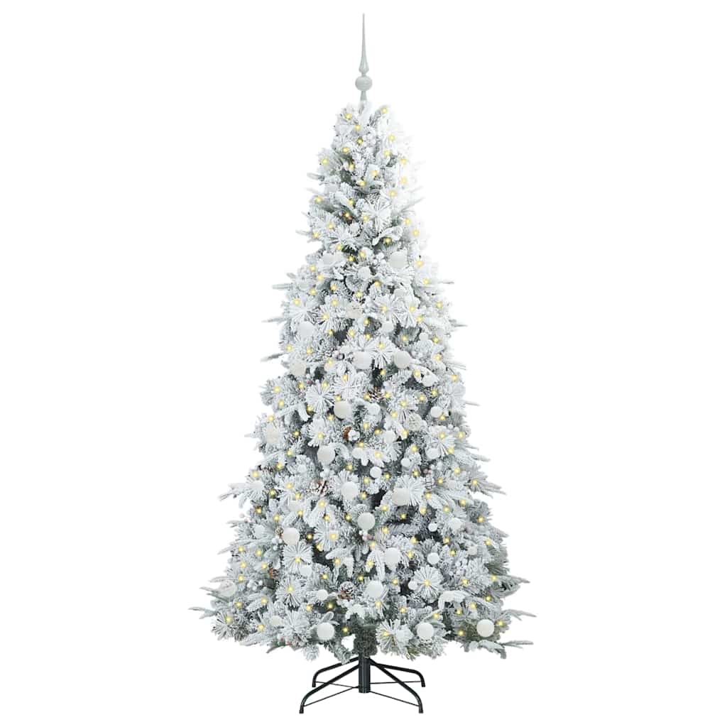 Kunstigt Hinged Juletræ med 300 LED'er Hvid 180 cm PE og PVC