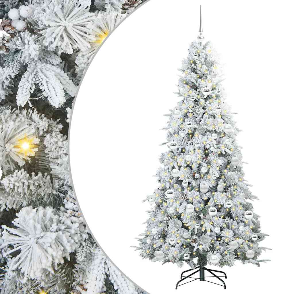 Kunstigt Hinged Juletræ med 300 LED'er Hvid 180 cm PE og PVC