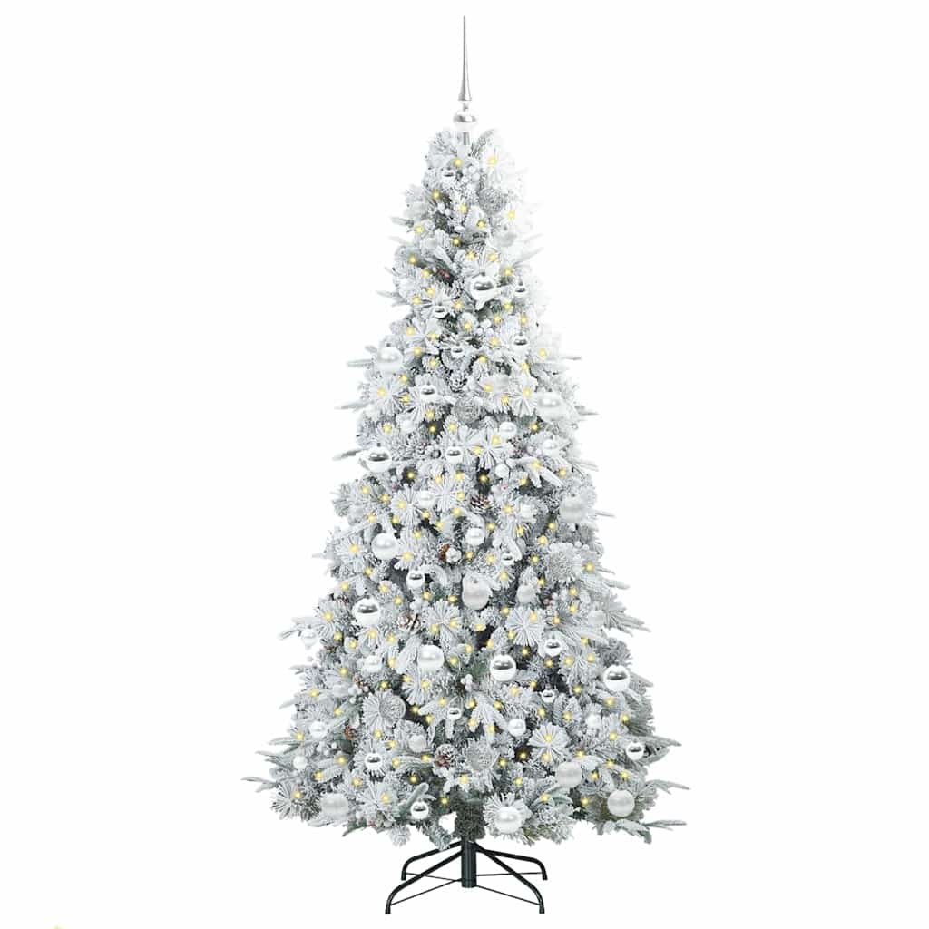 Kunstigt Hinged Juletræ med 300 LED'er Hvid 180 cm PE og PVC