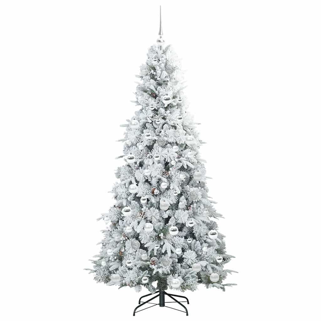 Kunstigt Hinged Juletræ med 300 LED'er Hvid 180 cm PE og PVC