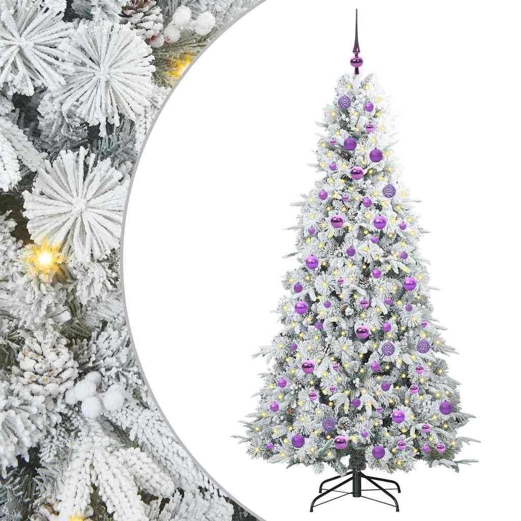 Kunstigt Hinged Juletræ med 300 LED'er Hvid 180 cm PE og PVC