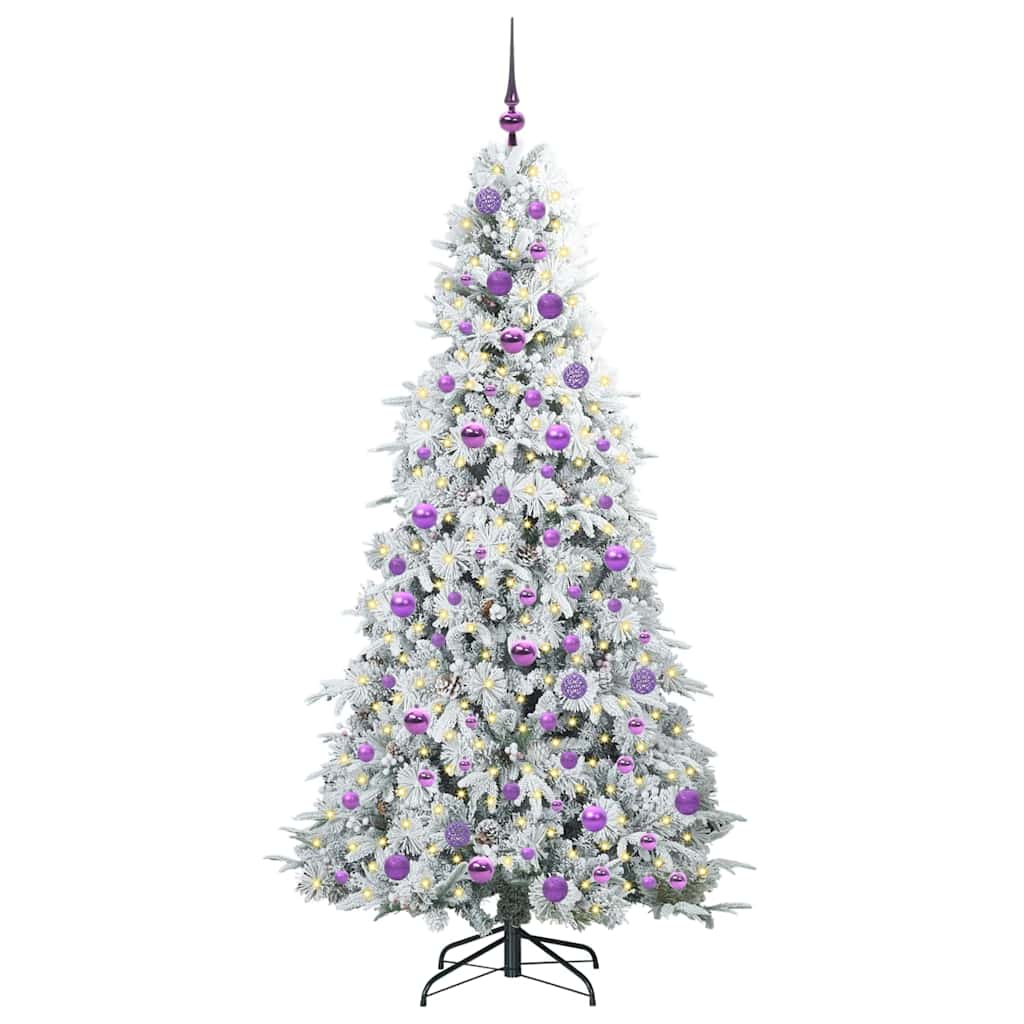 Kunstigt Hinged Juletræ med 300 LED'er Hvid 180 cm PE og PVC
