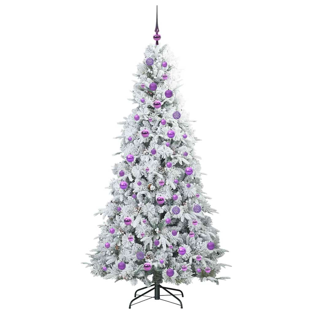 Kunstigt Hinged Juletræ med 300 LED'er Hvid 180 cm PE og PVC
