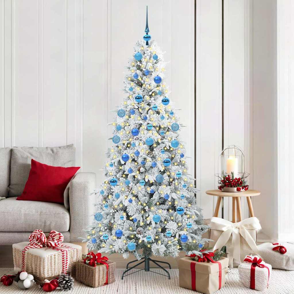 Kunstigt Hinged Juletræ med 300 LED'er Hvid 180 cm PE og PVC