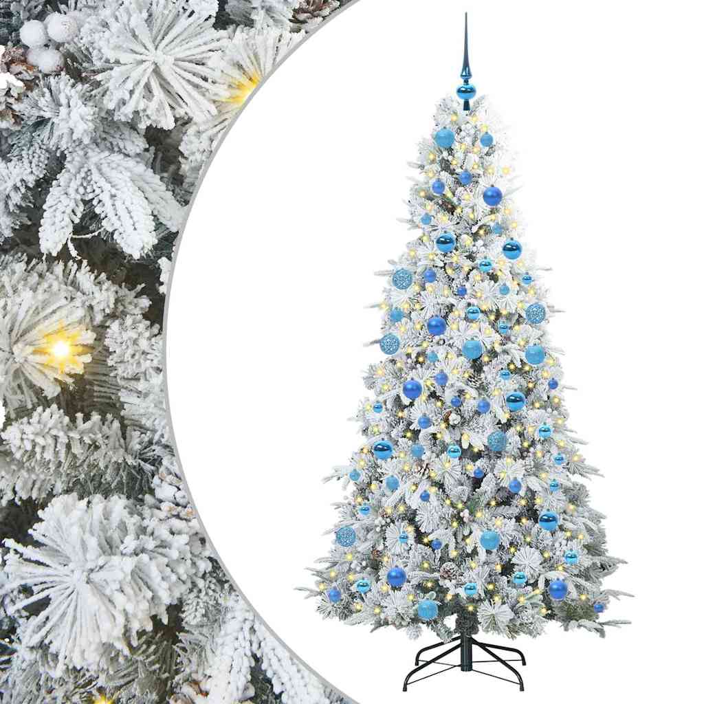 Kunstigt Hinged Juletræ med 300 LED'er Hvid 180 cm PE og PVC