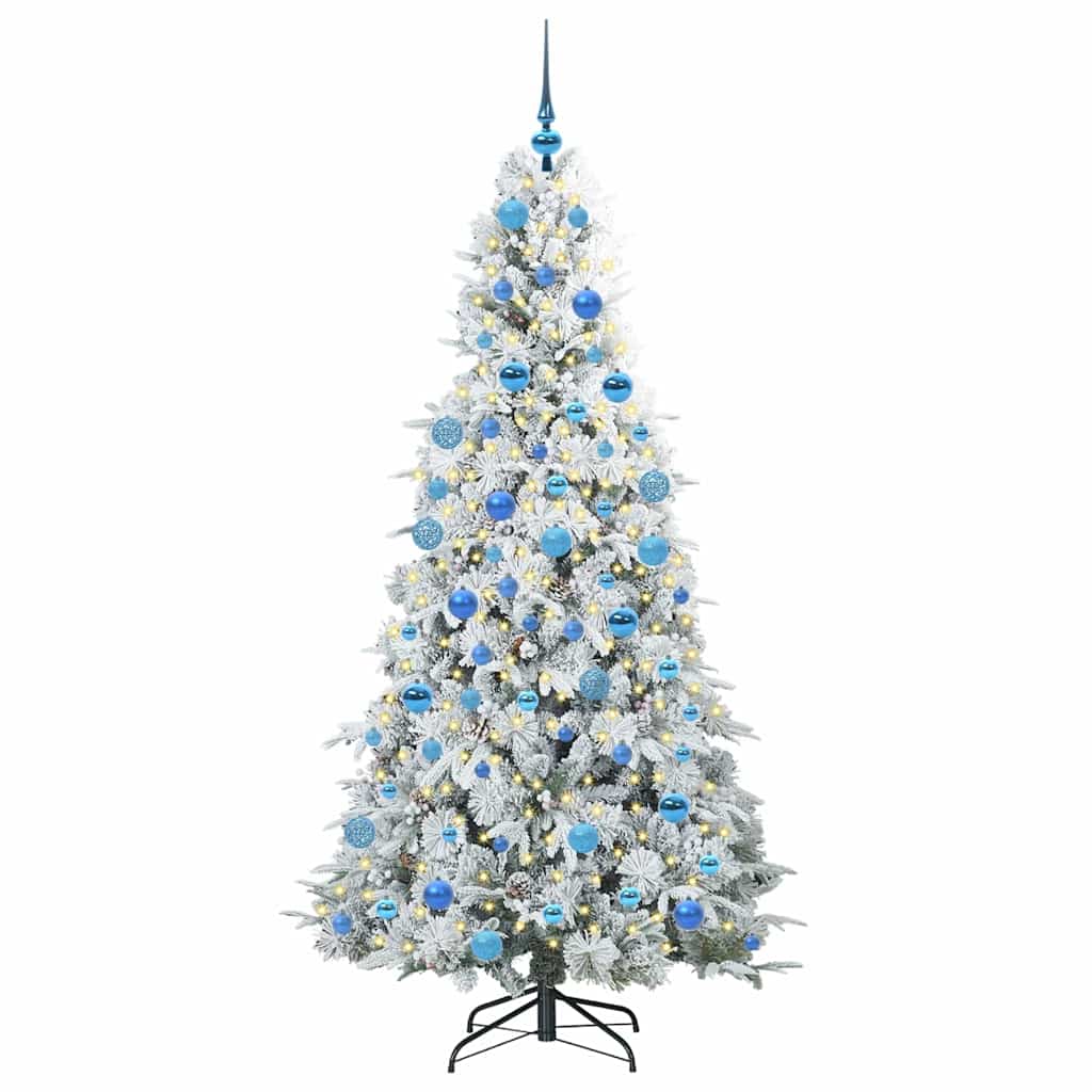 Kunstigt Hinged Juletræ med 300 LED'er Hvid 180 cm PE og PVC