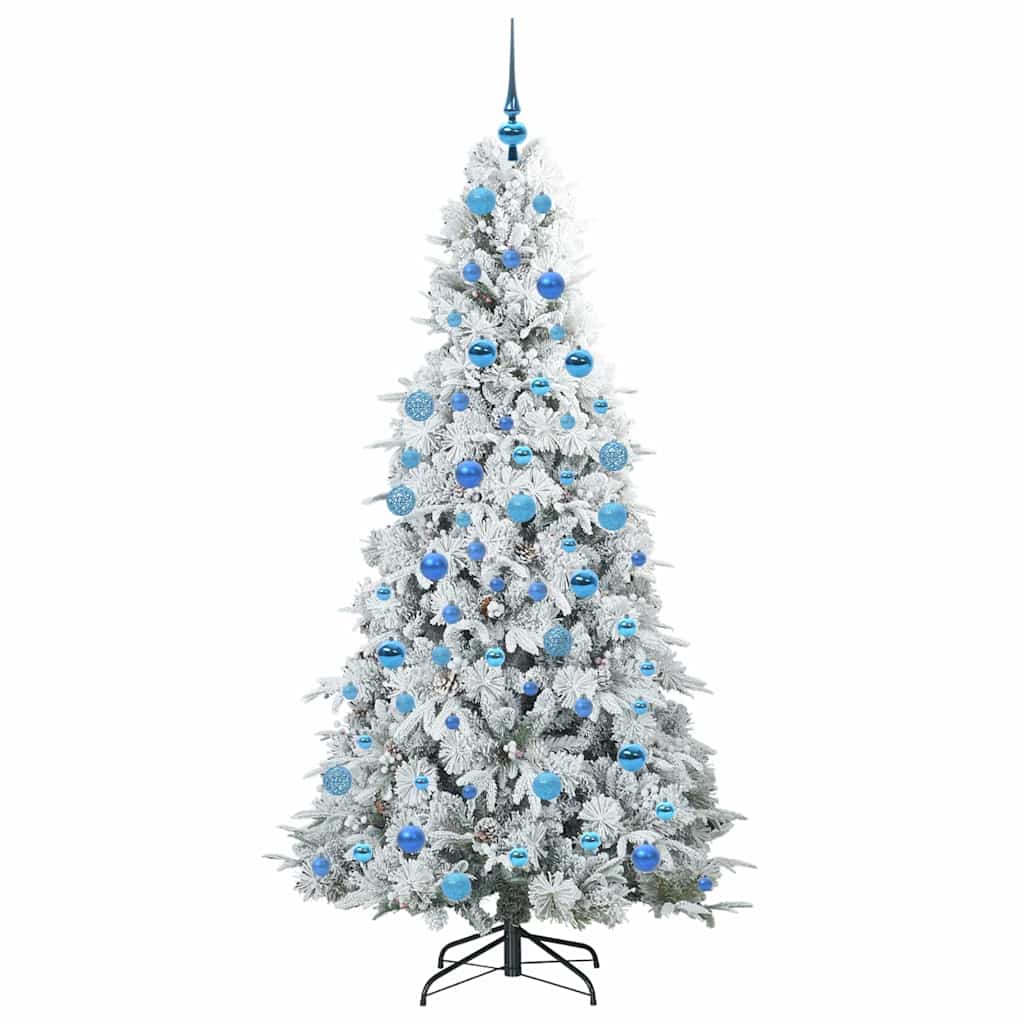Kunstigt Hinged Juletræ med 300 LED'er Hvid 180 cm PE og PVC