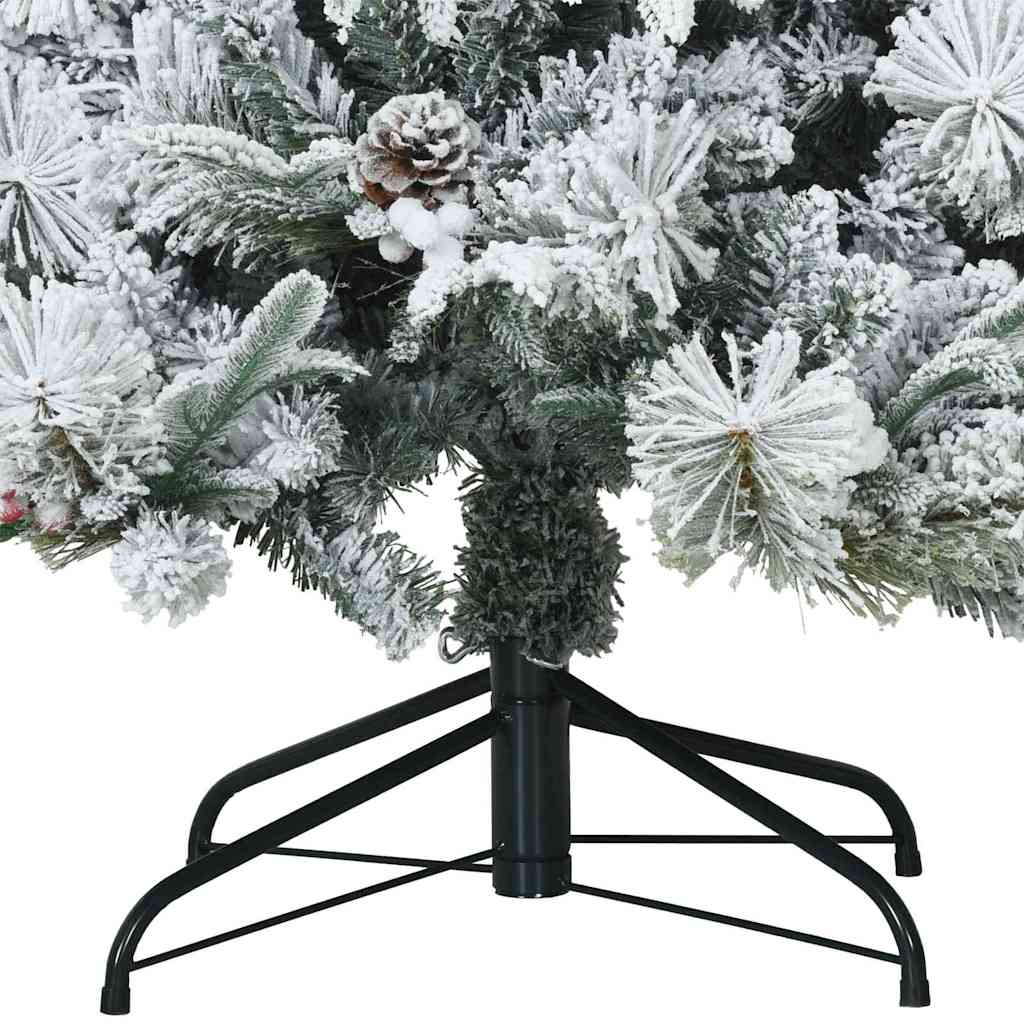 Kunstigt Hinged Juletræ med 300 LED'er Hvid 210 cm PE og PVC