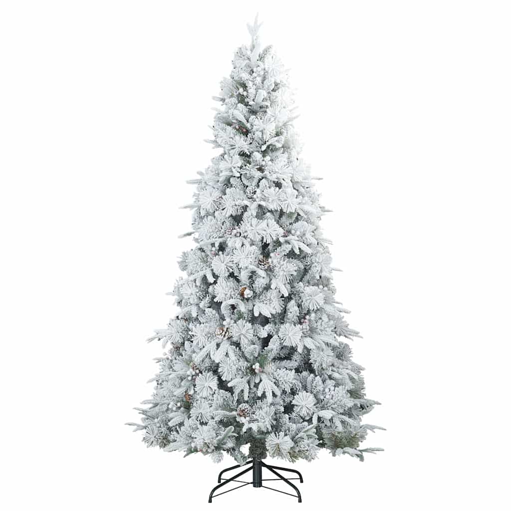 Kunstigt Hinged Juletræ med 300 LED'er Hvid 210 cm PE og PVC