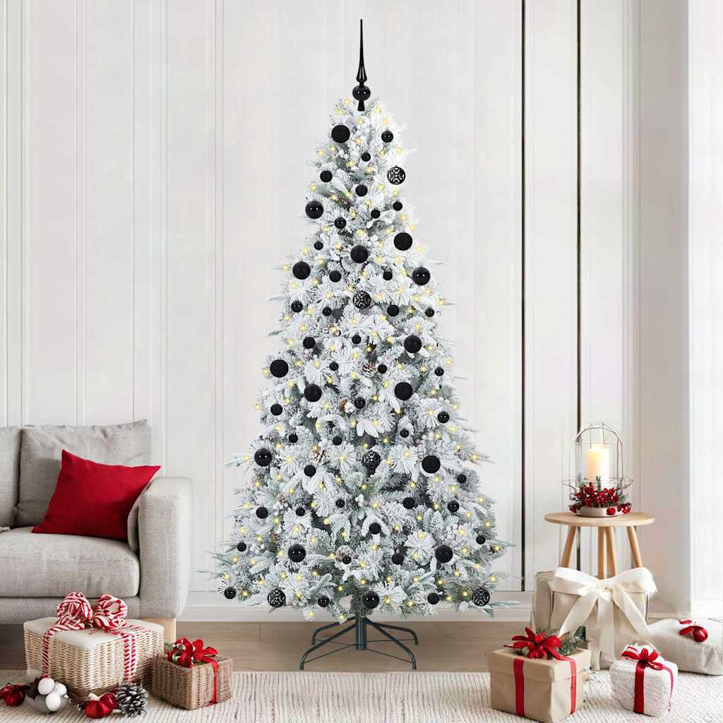 Kunstigt Hinged Juletræ med 300 LED'er Hvid 210 cm PE og PVC