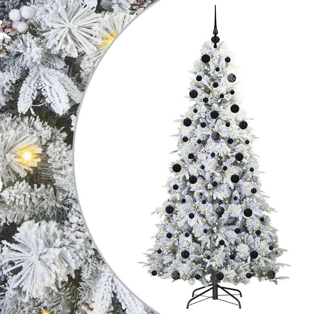 Kunstigt Hinged Juletræ med 300 LED'er Hvid 210 cm PE og PVC