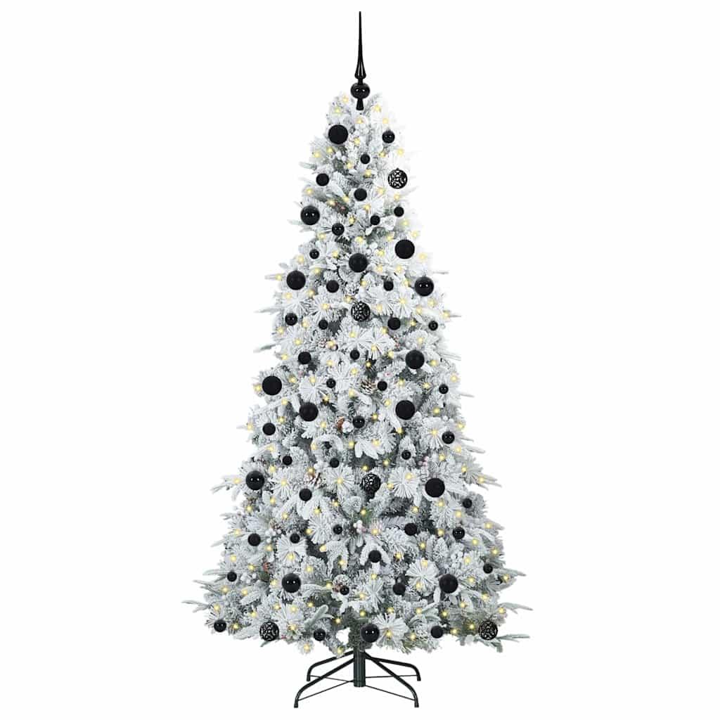 Kunstigt Hinged Juletræ med 300 LED'er Hvid 210 cm PE og PVC
