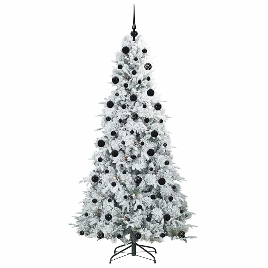 Kunstigt Hinged Juletræ med 300 LED'er Hvid 210 cm PE og PVC