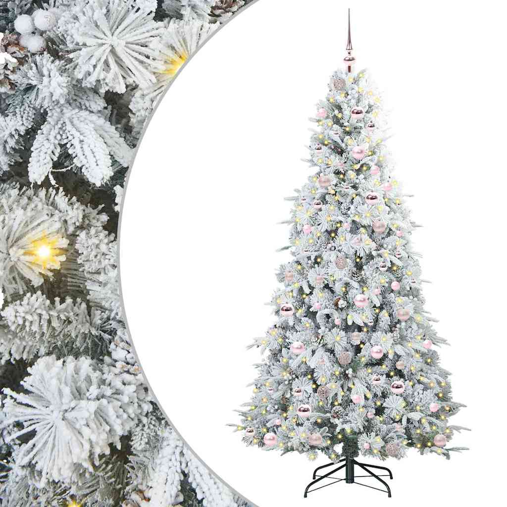 Kunstigt Hinged Juletræ med 300 LED'er Hvid 210 cm PE og PVC