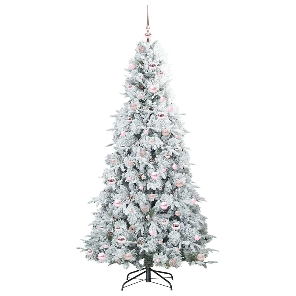 Kunstigt Hinged Juletræ med 300 LED'er Hvid 210 cm PE og PVC
